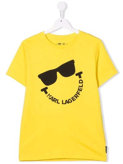 Karl Lagerfeld Teen Logo-print Short-sleeved T-shirt In Yellow