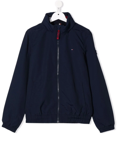 Tommy Hilfiger Junior Kids' Logo-patch Zipped Jacket In Blue