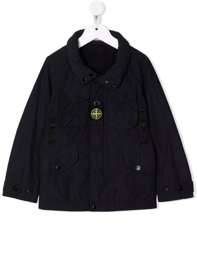 Stone Island Junior Kids' Logo-patch Jacket In Blue