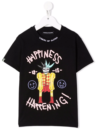 Vision Of Super Teen 'happiness Is Happening!' T-shirt In Black