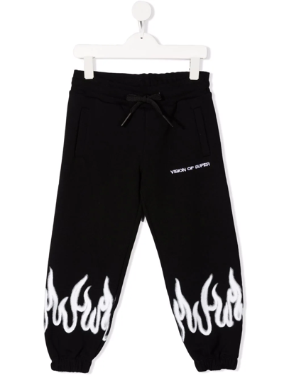 Vision Of Super Teen Spray-flame Track Pants In Black