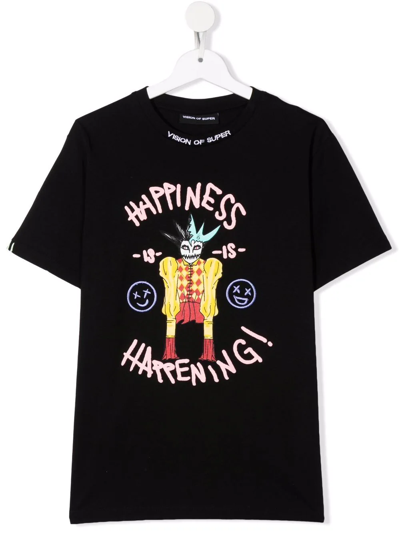 Vision Of Super Teen 'happiness Is Happening!' T-shirt In Black