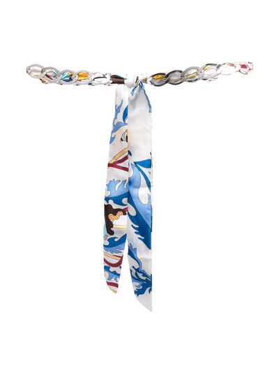 Emilio Pucci Junior Kids' Scarf-chain Waist Belt In Blue