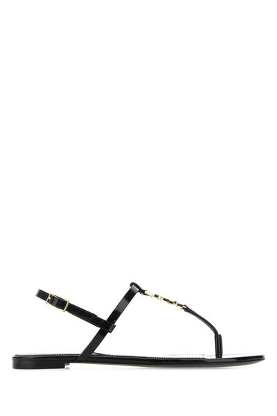 Saint Laurent Cassandral Ogo标牌凉鞋 In Nero