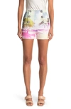 Balmain Printed Denim Shorts In Aai Multico 5