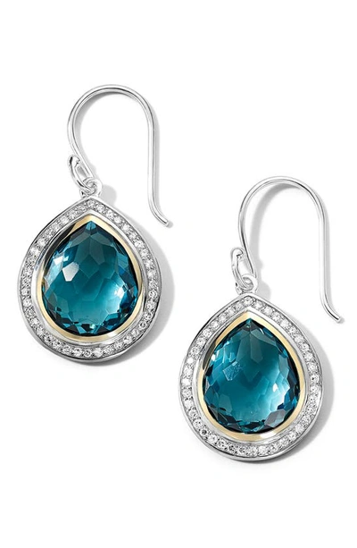 Ippolita Women's 2t Rock Candy Teardrop 18k Gold, Sterling Silver, London Blue Topaz & Diamond Earrings