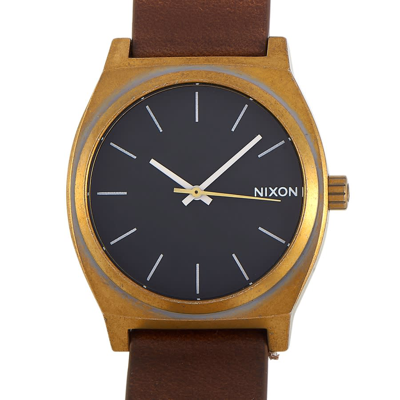 Nixon Time Teller Quartz Black Dial Mens Watch A045-3053-00 In Black / Brown