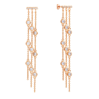 Sole Du Soleil Lily Collection Women's 18k Rg Plated Dangle Fashion Earrings In Gold Tone,pink,rose Gold Tone