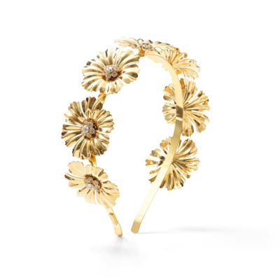 Lelet Ny Elizabeth Floral Crystal Headband In Gold