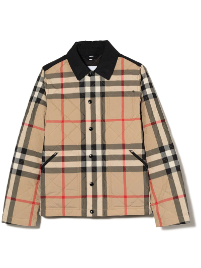 Burberry Teen Vintage Check Diamond-quilted Jacket In Neutrals