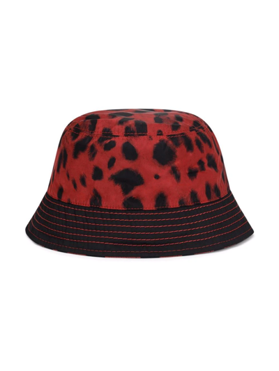 Dolce & Gabbana Kids' Leopard-print Bucket Hat In Maroon