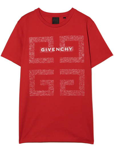 Givenchy Teen 4g Logo Cotton T-shirt In Red