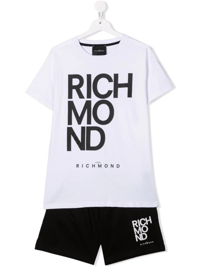 John Richmond Junior Kids' Logo-print T-shirt And Shorts Set In White