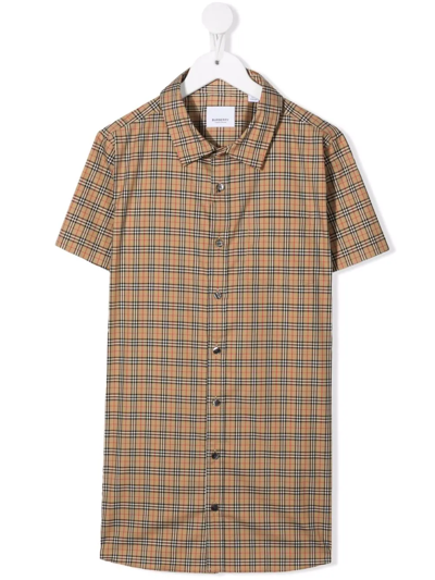Burberry Kids' Check-print Cotton Shirt In Brown