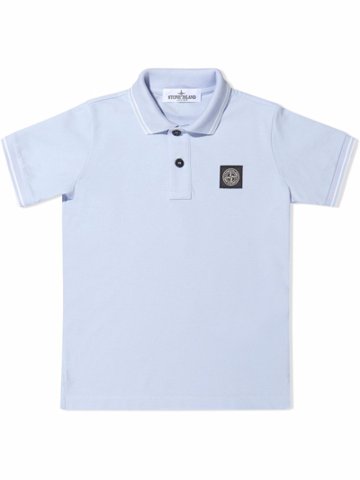 Stone Island Junior Teen Short-sleeve Cotton Polo Shirt In Blue