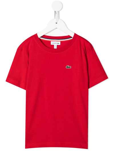 Lacoste Teen Embroidered Logo T-shirt In Red