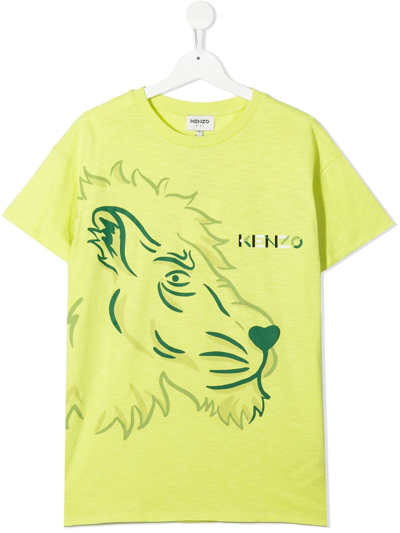 Kenzo Boys Teen Yellow Tiger Logo T-shirt