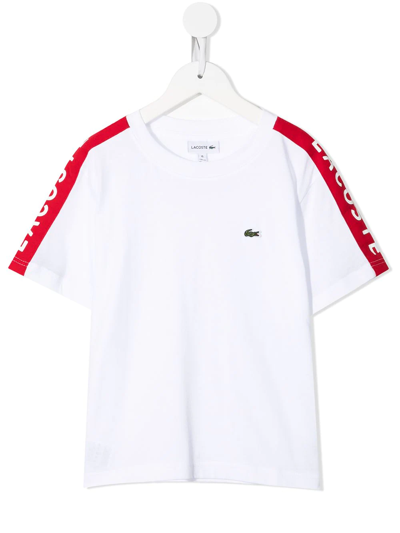 Lacoste Boys Teen White & Red Logo T-shirt