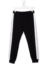 Balmain Teen Logo-tape Cotton Track Pants In Black