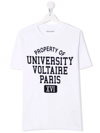 Zadig & Voltaire Teen Slogan-print Short-sleeve T-shirt In White