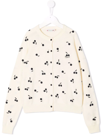 Bonpoint Teen Aizoon Cherry-detail Cardigan In White