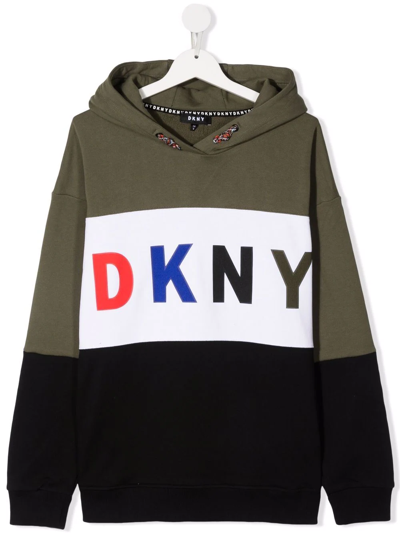Dkny Teen Logo-print Pullover Hoodie In Green