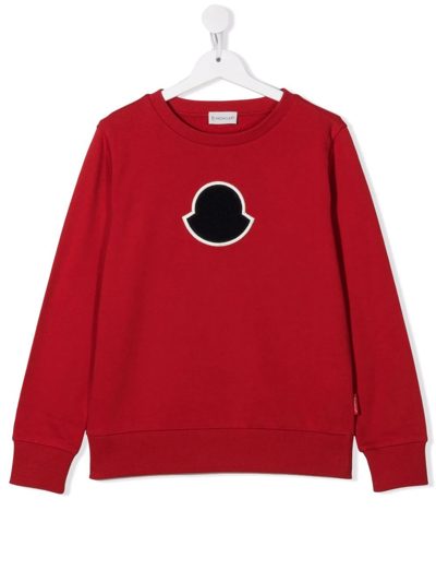 Moncler Teen Logo-print Cotton Jumper In Red