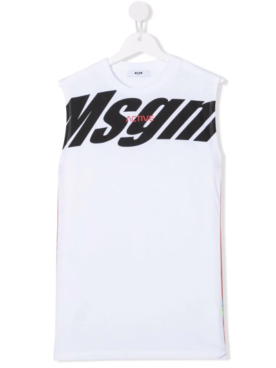 Msgm Teen Logo-print Tank Top In White