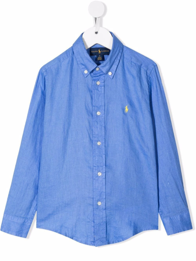 Ralph Lauren Kids' Polo Pony Button-down Shirt In Blue