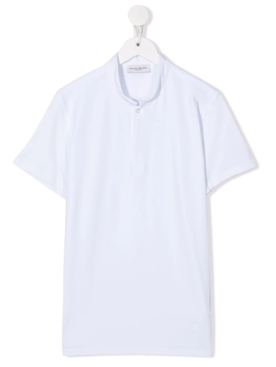 Paolo Pecora Kids' Band-collar Polo Shirt In White