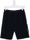 Stone Island Teen Logo-patch Cargo Shorts In Blue