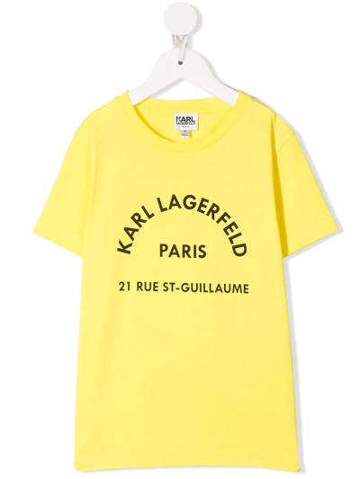 Karl Lagerfeld Teen Logo-print Organic-cotton T-shirt In Yellow