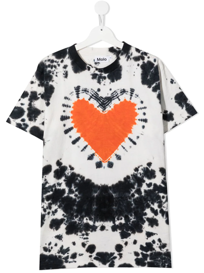 Molo Teen Tie-dye Heart-print T-shirt In White