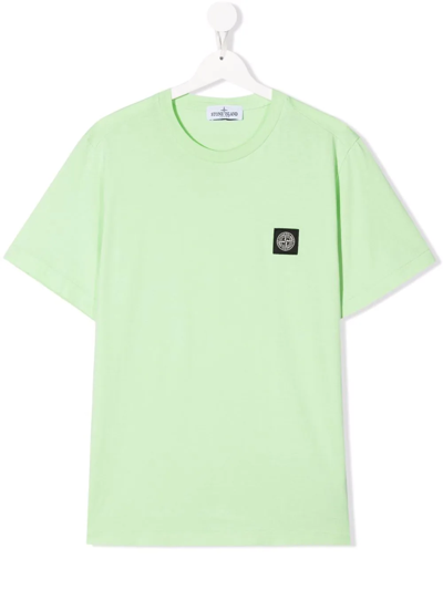 Stone Island Junior Teen Compass Logo Patch T-shirt In Green