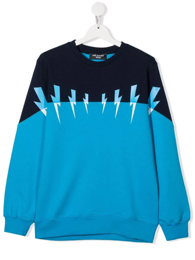 Neil Barrett Teen Crew Neck Sweatshirt In Blue