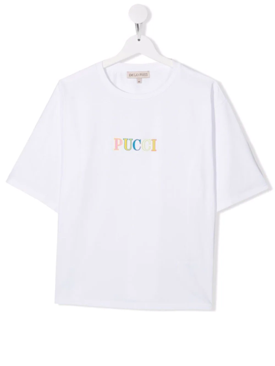 Emilio Pucci Junior Teen Logo-print Short-sleeved T-shirt In White