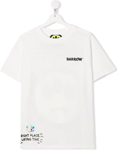 Barrow Teen Logo-print Crewneck T-shirt In White