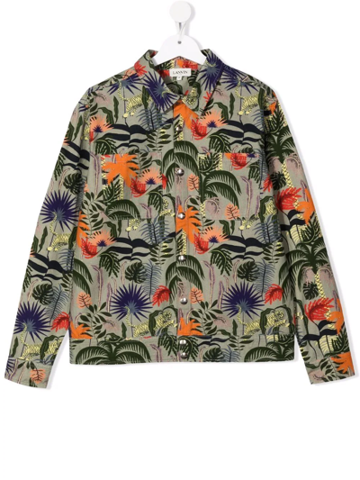 Lanvin Enfant Teen Tropical-print Jacket In Green