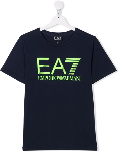 Emporio Armani Teen Logo-print T-shirt In Blue