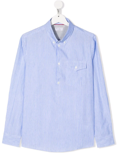 Brunello Cucinelli Teen Stripe-print Long-sleeved Shirt In Rigato