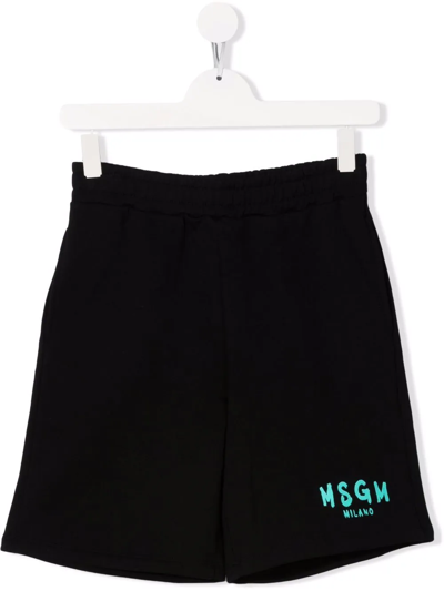 Msgm Teen Logo-print Track Shorts In Black