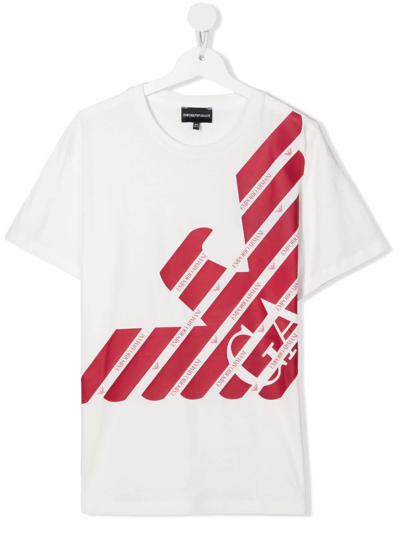 Emporio Armani Teen Logo-print T-shirt In White