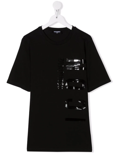 Dsquared2 Teen Embossed Logo Short-sleeve T-shirt In Black
