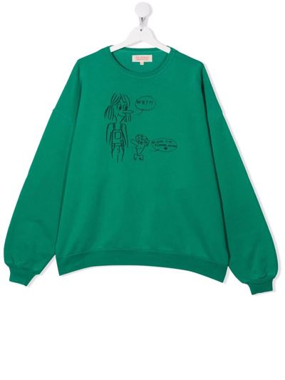 The Animals Observatory Kids' I'm A Good Animal Sweatshirt In Green