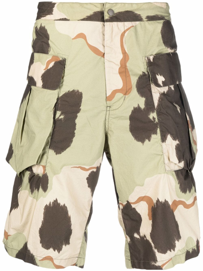 Aspesi Camouflage-print Cargo Shorts In Verde