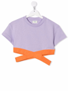 FENDI TEEN CROSSOVER-STRAPS CROPPED T-SHIRT