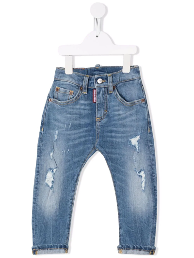 Dsquared2 Babies' Ripped Stretch-denim Jeans In Blue