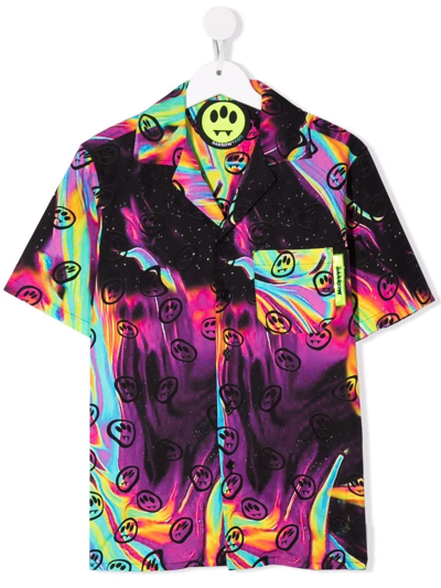 Barrow Teen Abstract-print Short-sleeved Shirt In Black