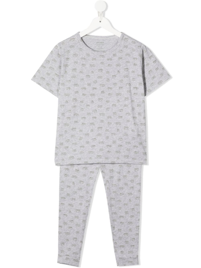 Bonpoint Teen Van-print Short-sleeved Pyjama Set In Grey