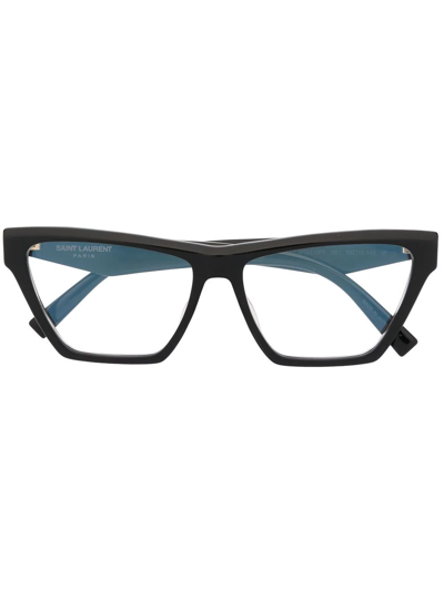 Saint Laurent Logo-detail Square-frame Glasses In Schwarz